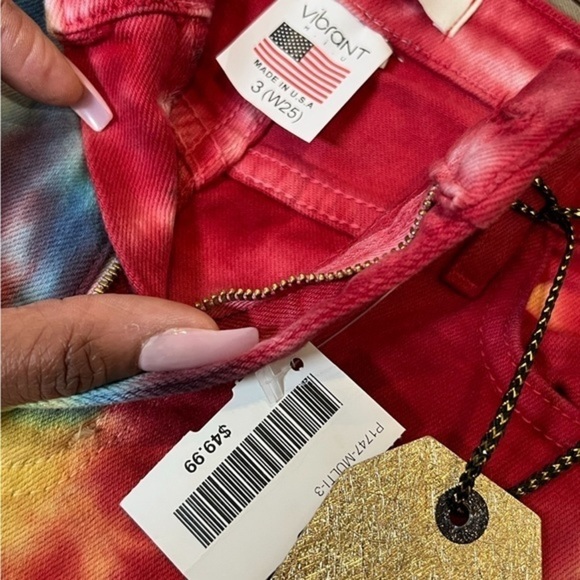 NWT 🌈 VIBRANT MIU BRAND🌈 TIE DYE JEANS SZ: 25 - Picture 5 of 9